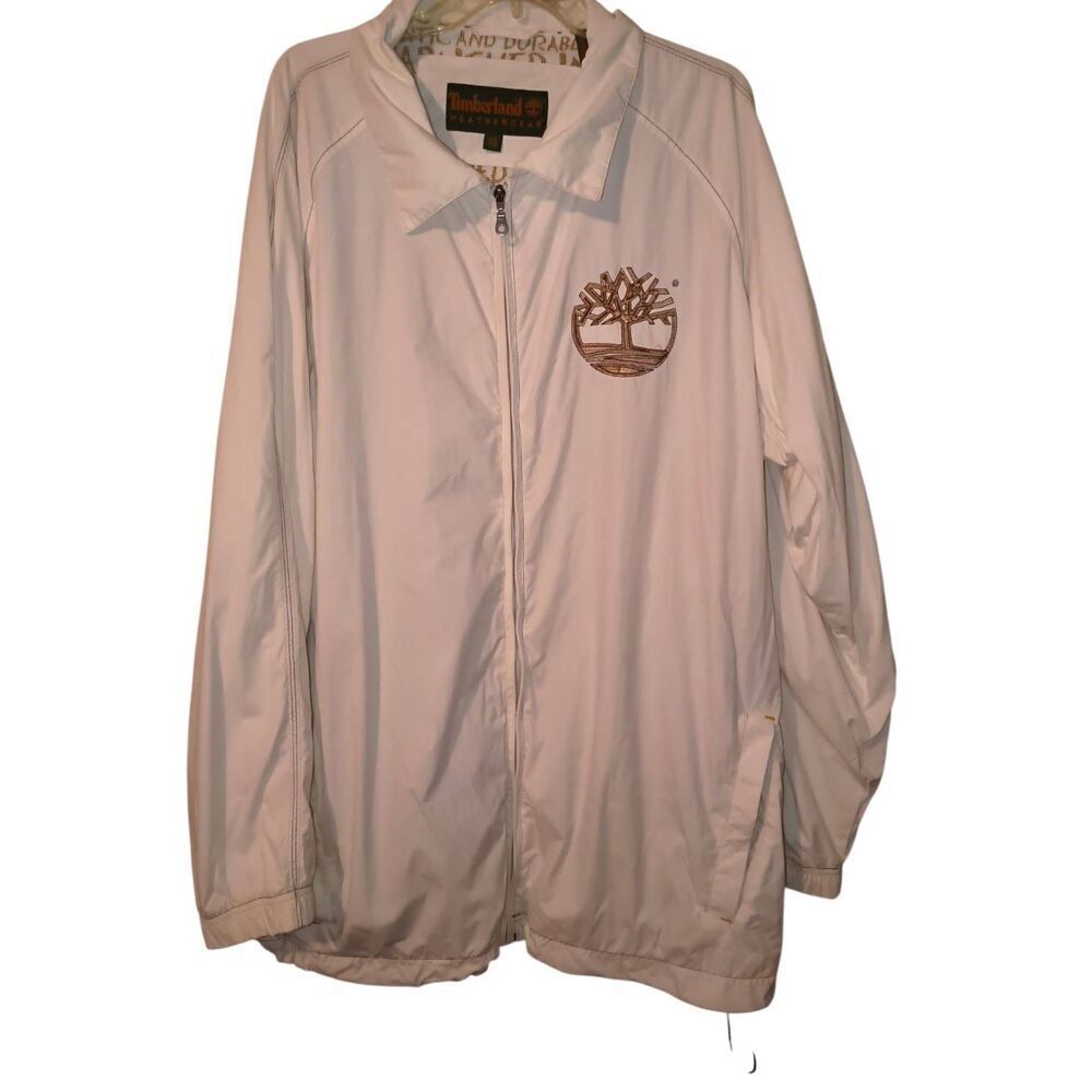 White Timberland windbreaker/light jacket men's full-zip jacket  embroidered tre